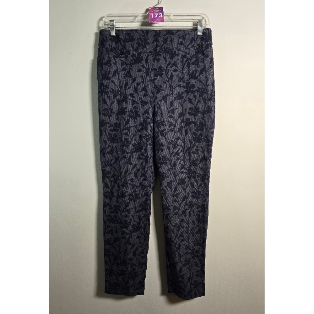 Chico's Womens Pants Floral Jacquard Pull On Slim Ankle Blue Size 0.5R (6)